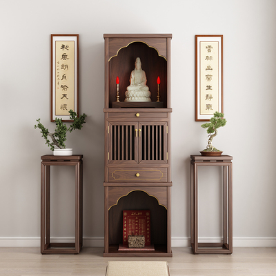 简约实木两供位佛龛立柜家用观音佛台佛柜财神神台神柜神龛地主柜