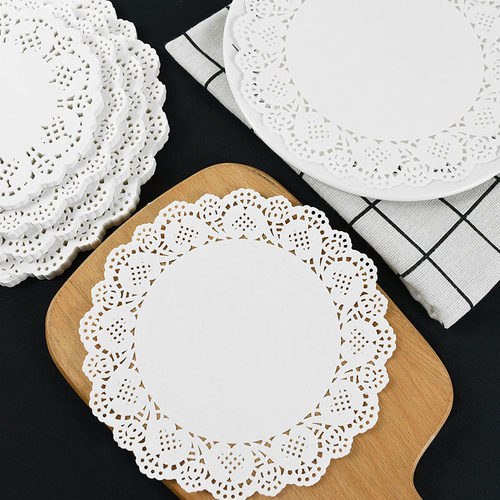 新品100Pcs White Roound Lace Coaster Placemat Paper Lace Cak