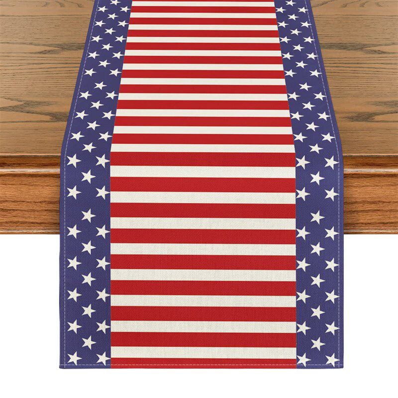 极速Table Runner Indoependence Day 4th of July Table Decorat