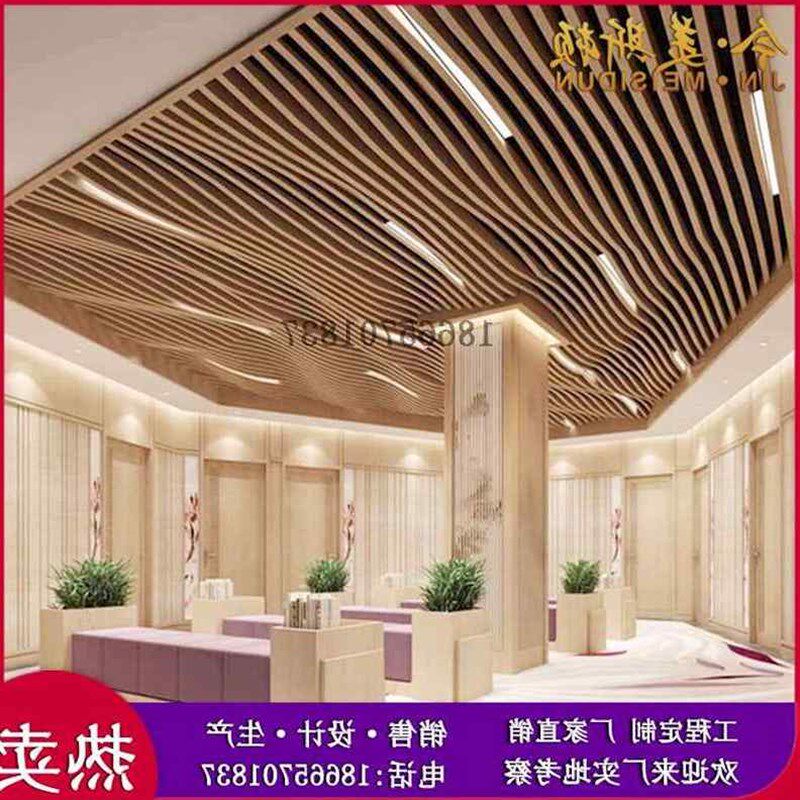 新品新款2021木纹方通吊4顶弧形铝波浪铝方通幕墙U天花造型V方通