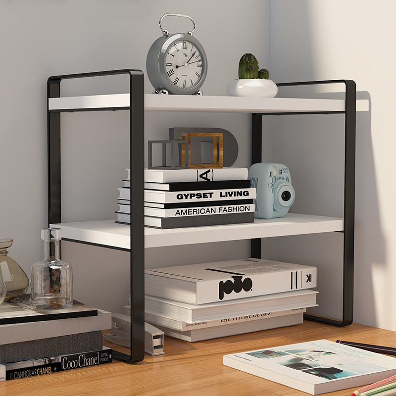 极速桌面置物架书架小型简易双层办公室桌K上收纳整理架子铁艺书