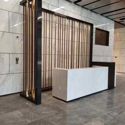 极速定制中式不j锈钢屏风轻奢简约镂空玄关隔断售楼部酒店会所别