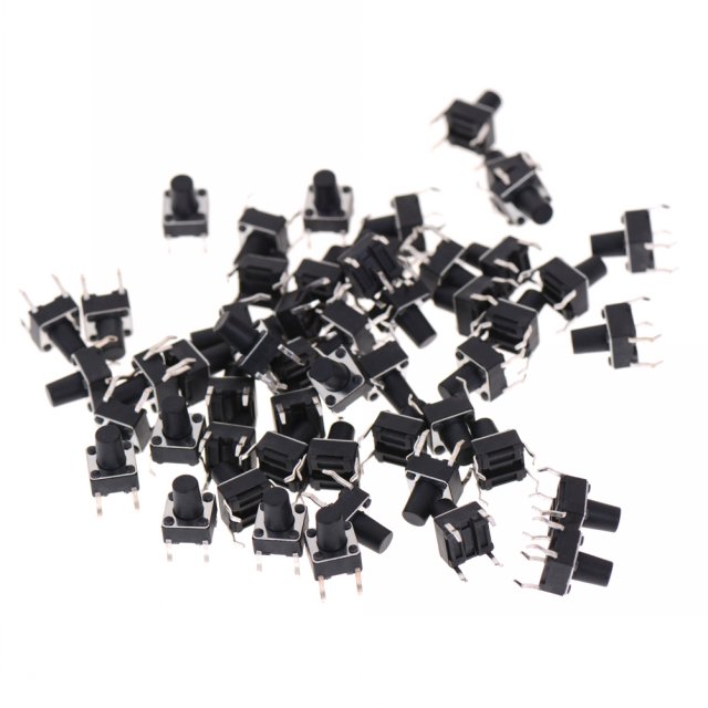 极速50apcs/lot DC 12V 0.5A 6x6x8MM 4PIN Tactile Tact Push Bu