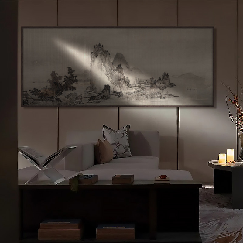 新品新中式大尺寸装饰画样板房酒店别墅售K楼处客厅沙发背景墙山