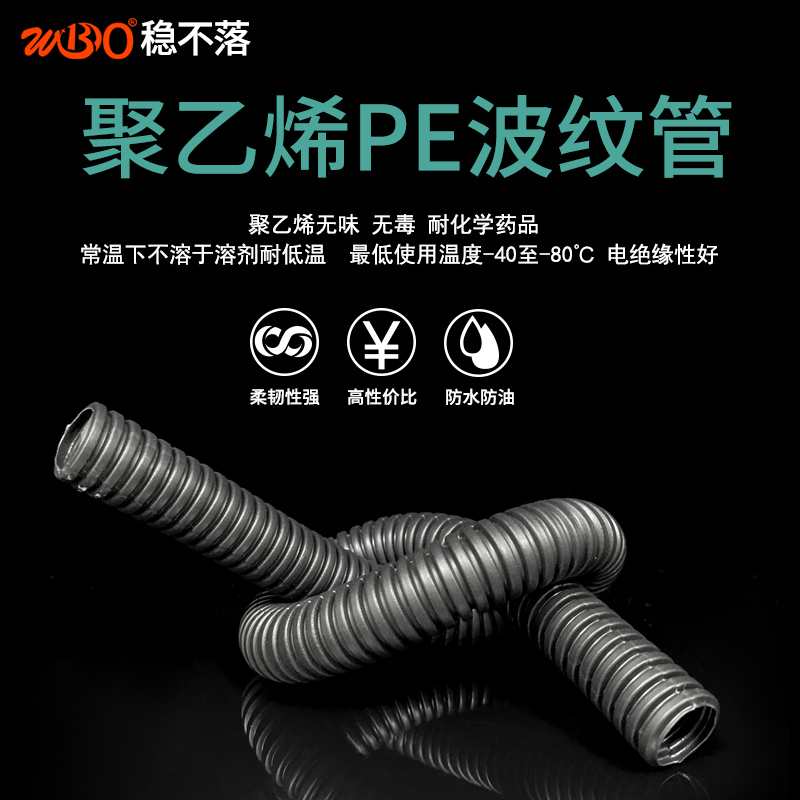 极速PE加厚塑料波纹管聚乙烯穿线软管可开M口防水电线护套线束保