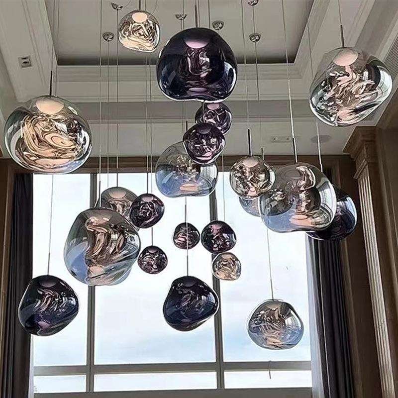 简约熔岩灯创意个性艺术复式楼楼梯长吊灯别墅客厅设计师餐厅吧台