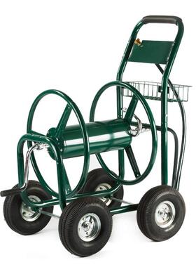 绿色软管卷盘车带轮子 300 英尺容量户外天井花园卷盘架