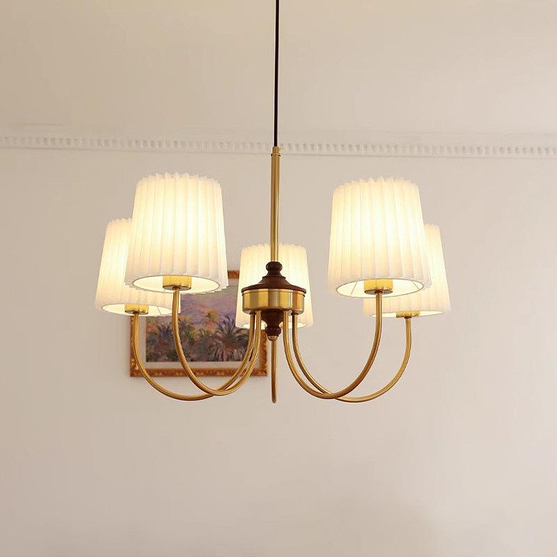 法式奶油风客厅主灯轻奢美式全光谱百褶吊灯北欧简约护眼卧室灯具