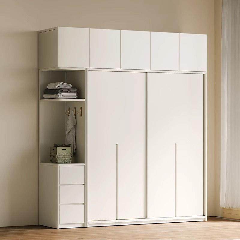 实木橡木推拉门衣柜家用卧室现代简约移门衣橱轻奢主卧衣柜