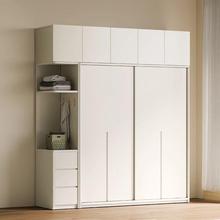 实木橡木推拉门衣柜家用卧室现代简约移门衣橱轻奢主卧衣柜