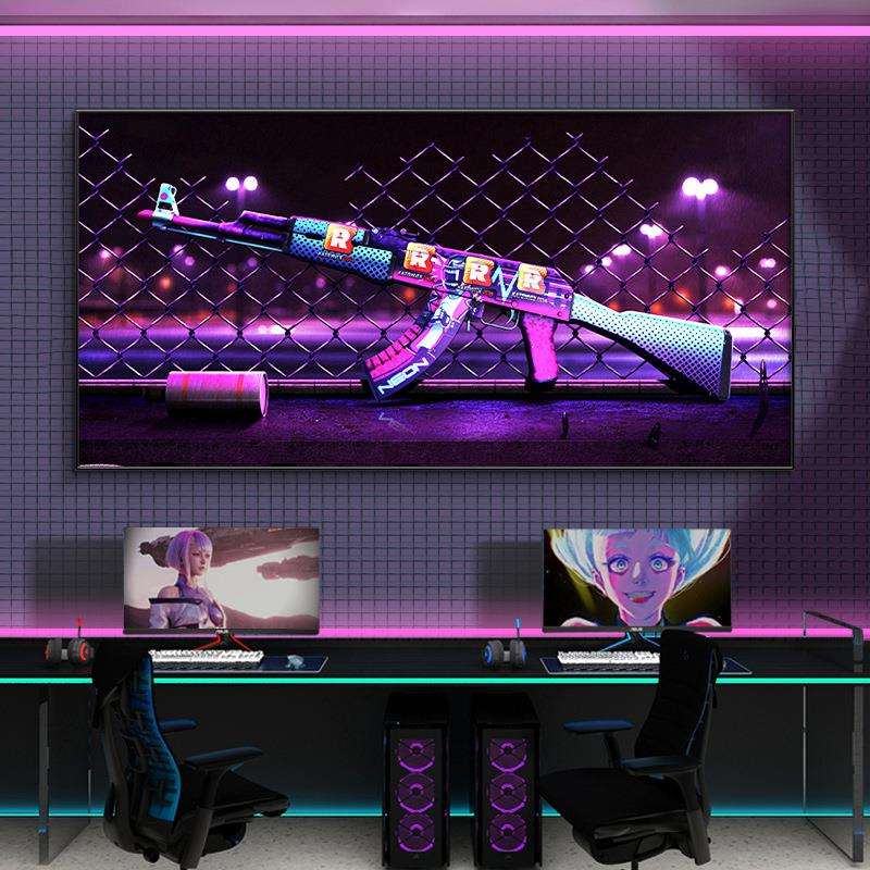 CSgo装饰画反恐精英游戏壁画电竞房间主题酒店LED氛围灯发光挂画
