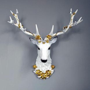 免打孔招财鹿头挂墙上装饰高级壁挂美式麋鹿客厅墙面挂饰复古挂件