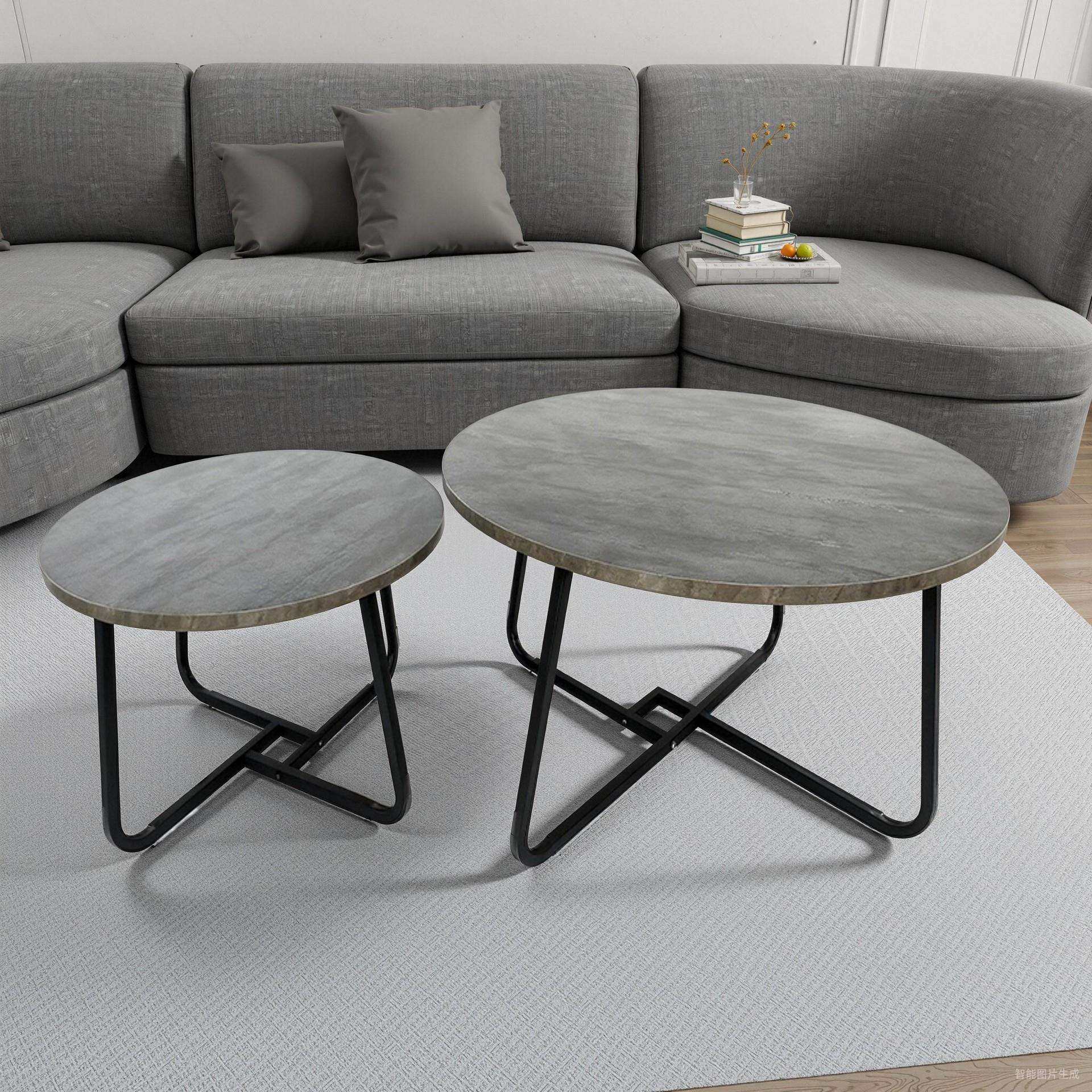 茶几客厅家用小户型现代简约边几圆形北欧茶桌子出租房子母桌子