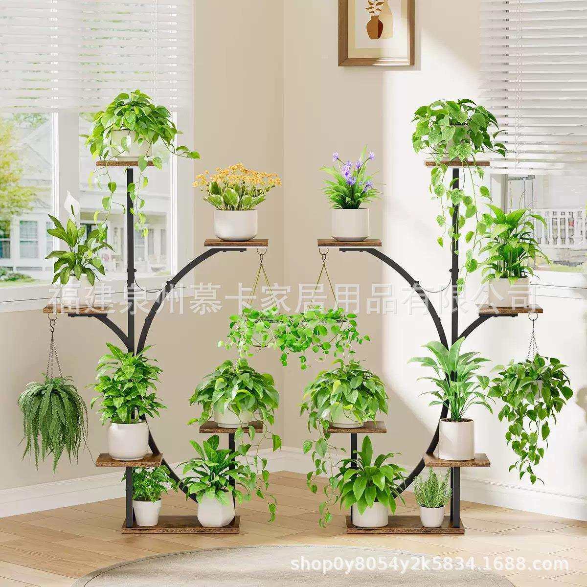 跨境多层花架落地式绿萝室内装饰置物架客厅铁艺阳台盆景花盆架子