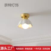 中古奶白色入户灯玄关灯过道灯走廊灯北欧简约设计师宫殿灯吸顶灯