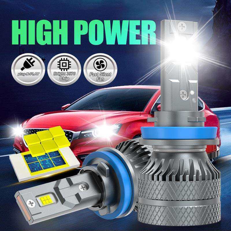 2pcs超高亮汽车LED大灯灯泡H1H7耐用的汽车前照灯H4H119005超白光