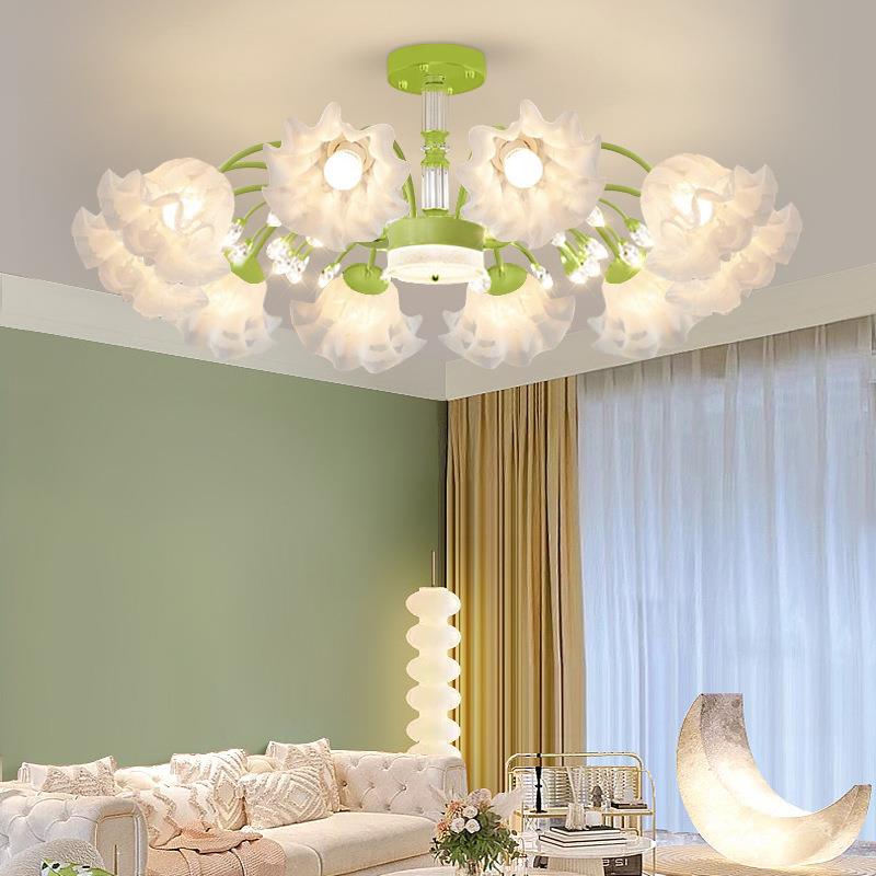 法式田园客厅吊灯创意网红铃兰花朵灯美式乡村复古灯具餐厅卧室灯