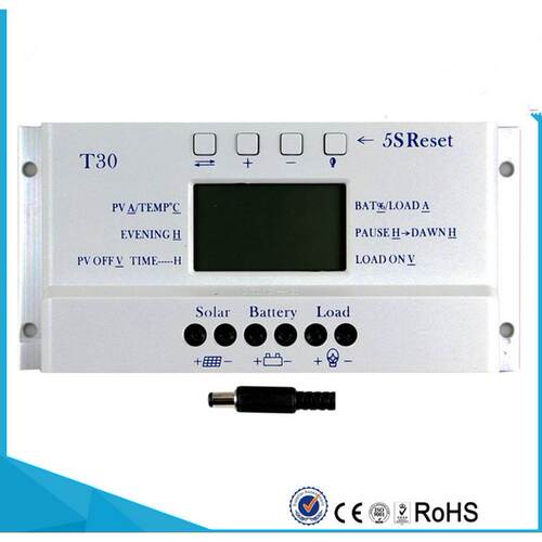 T30光伏发电12V24V30A太阳能控制器液晶显示太阳能充电控制器