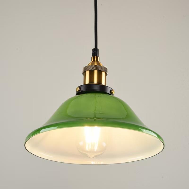 北欧工业风 餐厅卧室书房民宿商场酒店 民国复古翡翠绿色玻璃吊灯