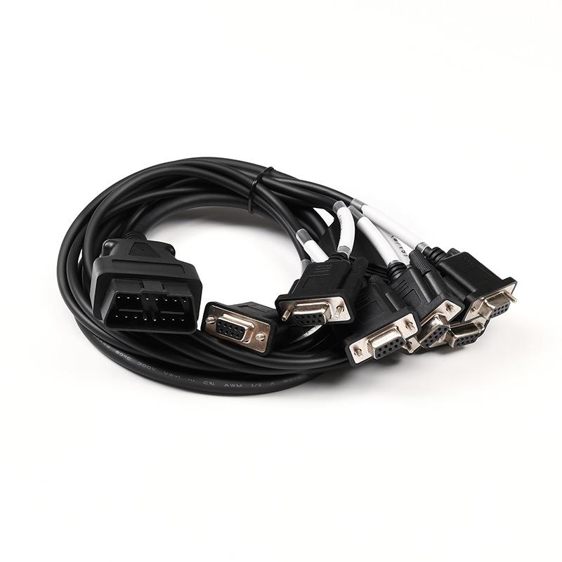 汽车OBD公头 转6个DB9 母头接口 Serial RS232诊断工具网关连接线