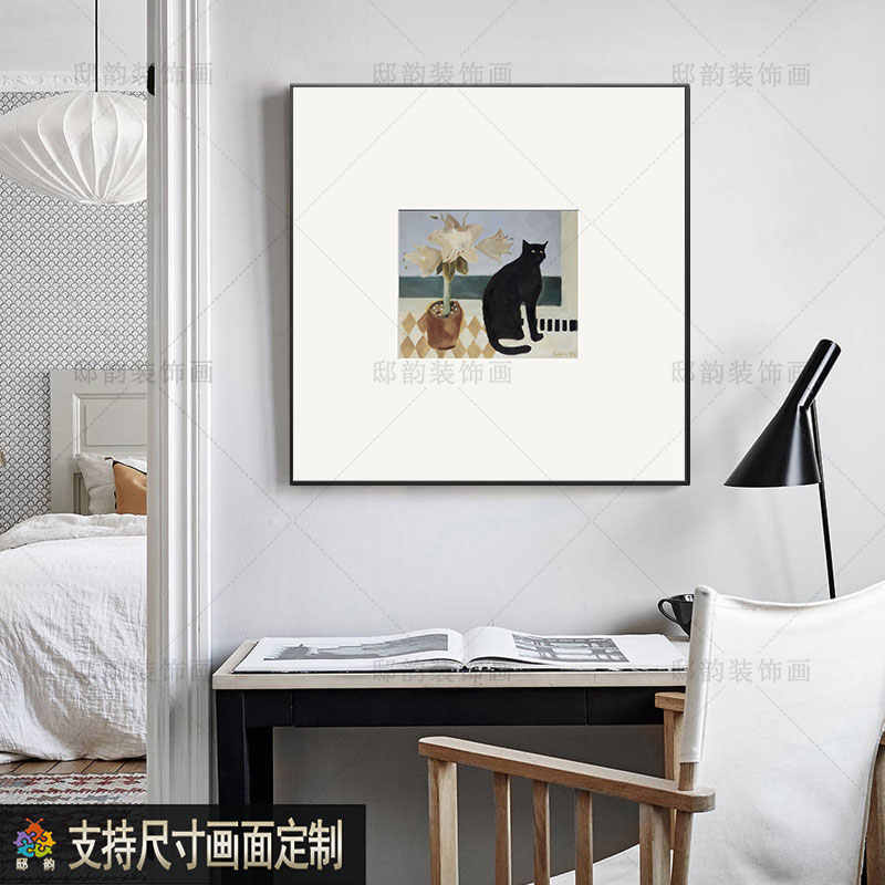 正方形现代抽象卧室装饰画样板间餐厅饭厅墙壁画家居室内软装挂画图片