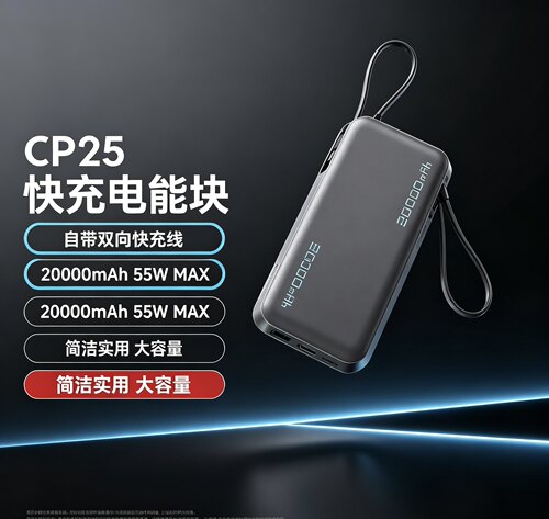 酷态科充电宝cp25大容量20000毫安55w移动电源3c认证