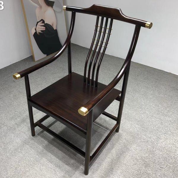 新中式乌金木椅子黑檀实木圈椅休闲椅太师椅茶桌椅餐椅靠背椅现货