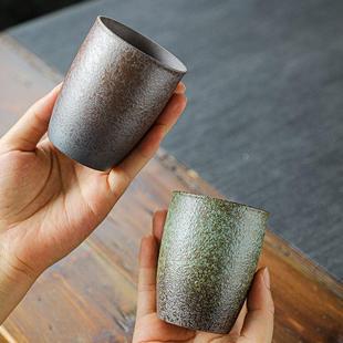 复古陶瓷功夫茶具品茗杯子单个小水杯 粗陶茶杯主人杯大号家用日式