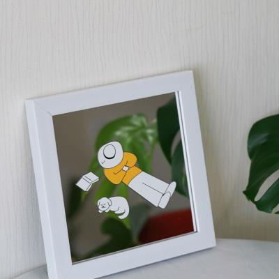 散步小卡 治愈插画装饰画桌面摆台客厅挂画镜子画