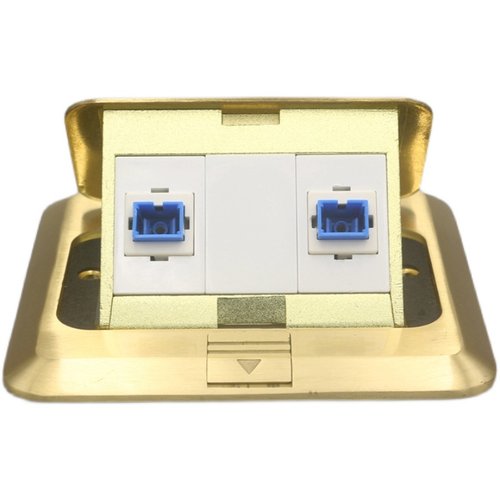 弹起式三位网络电话LCq/SC光纤地面插座超5类电脑语音宽带网线地