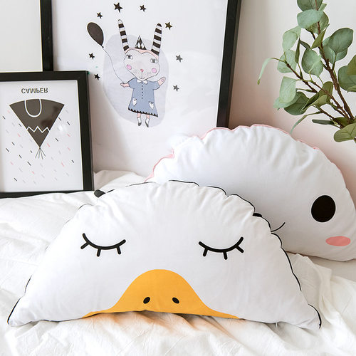 推荐LEU Insk卡通小鸭子w含芯靠垫可拆洗创意个性可爱抱枕腰靠沙