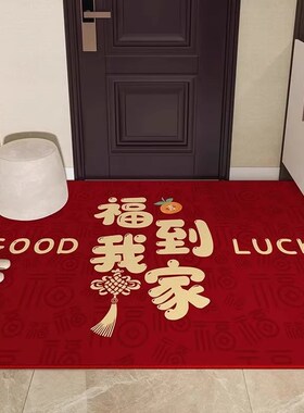 【下单立减50】红色入户门地垫高级感吸水防O滑脚踏垫家用耐脏TH