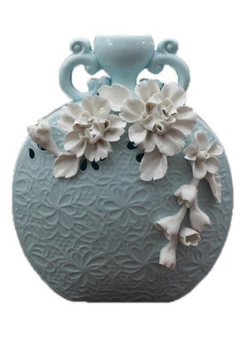 轻奢个性a花瓶摆件手捏陶瓷插花工艺品现代客厅酒柜装饰品结婚礼