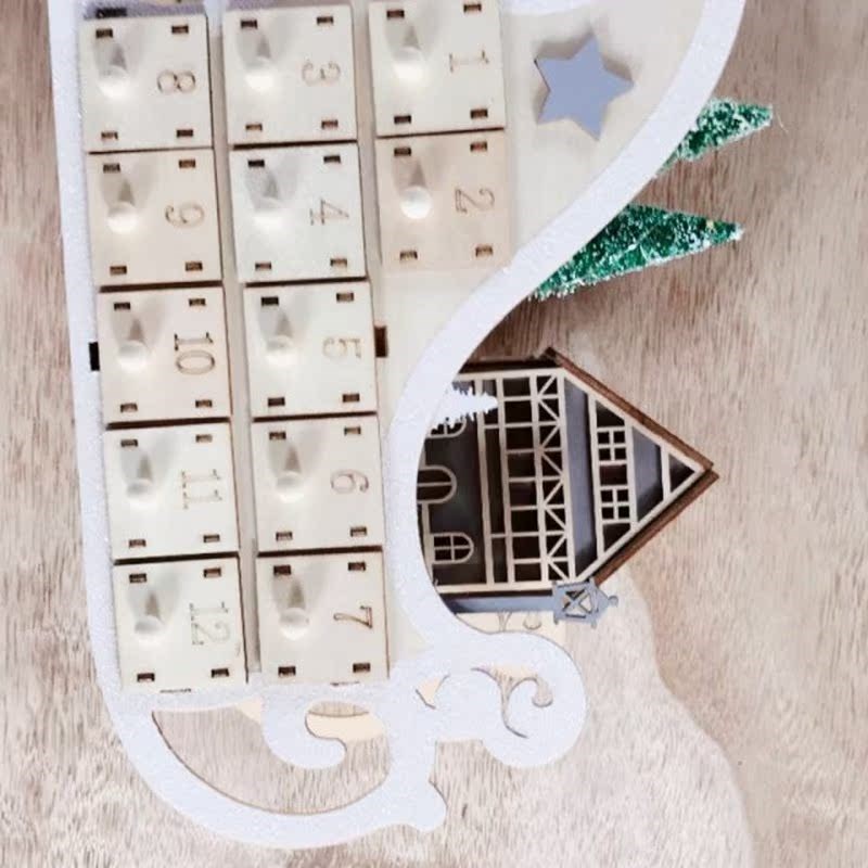 2022 New House Sleigh Wooden AdvenFt Calendar Countdown Chri