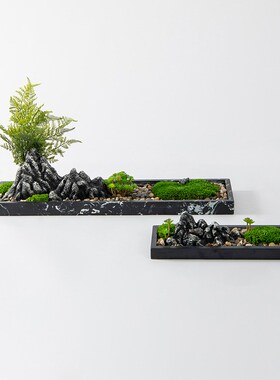 艺贝子仿真绿植山石盆景摆件新中式J风微景观造景枯山水盆栽