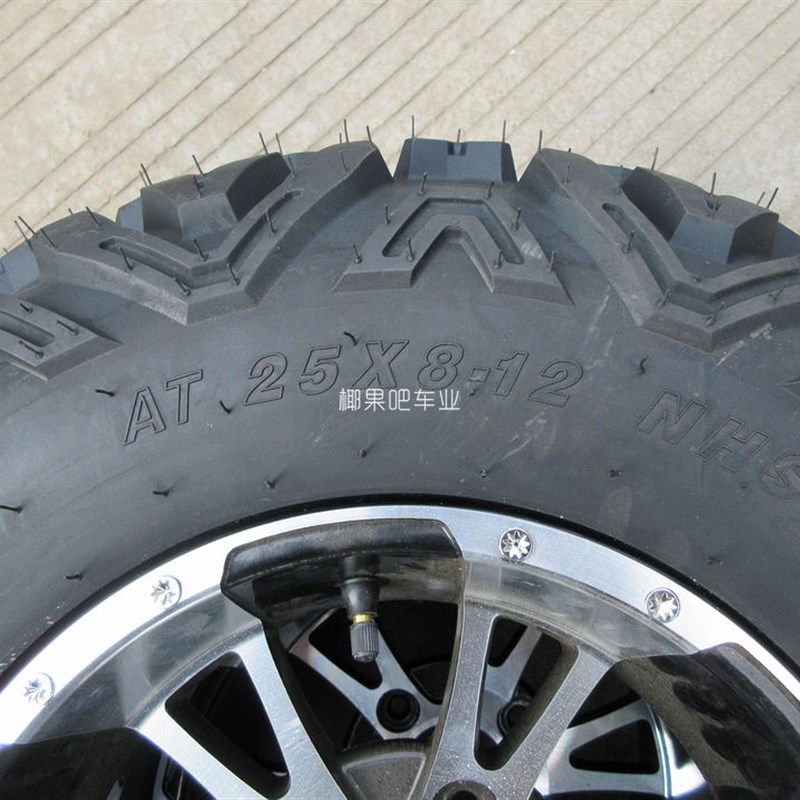 卡丁车配件沙滩车25X8-12 25X10-12寸A字P花纹越野轮胎带刀锋轮毂