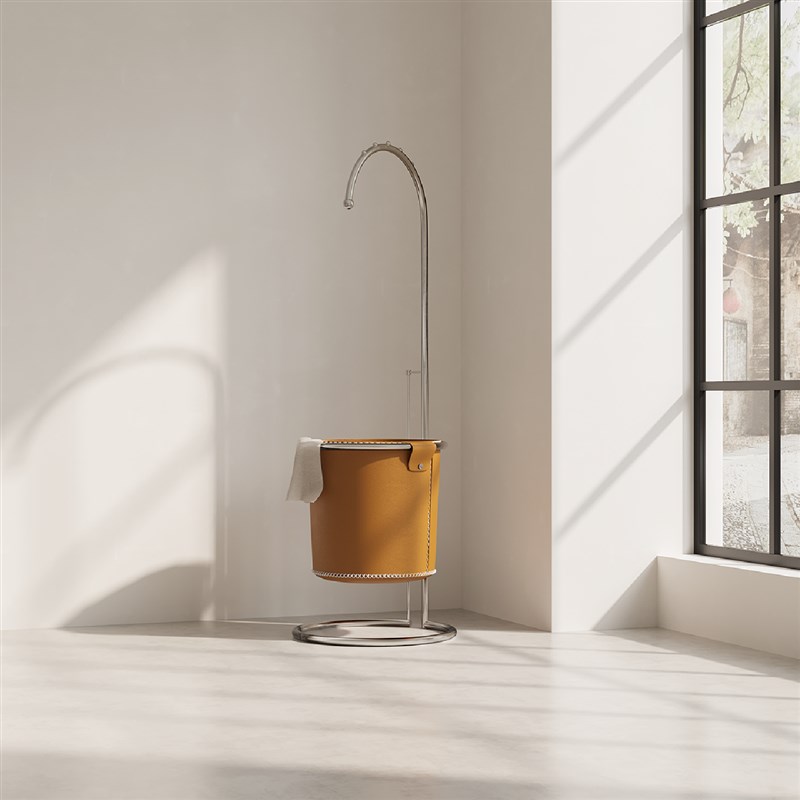 7T简约设计皮兜皮质水桶衣帽架可F伸缩ins风金属晾衣架挂衣架