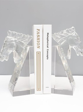 现代简约创意水晶马头书r挡摆件卧室办公室样板房书房桌面家居饰