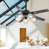 复古loft工业风吊扇灯现代简约家用餐厅卧室风扇灯W变频静音黑铁