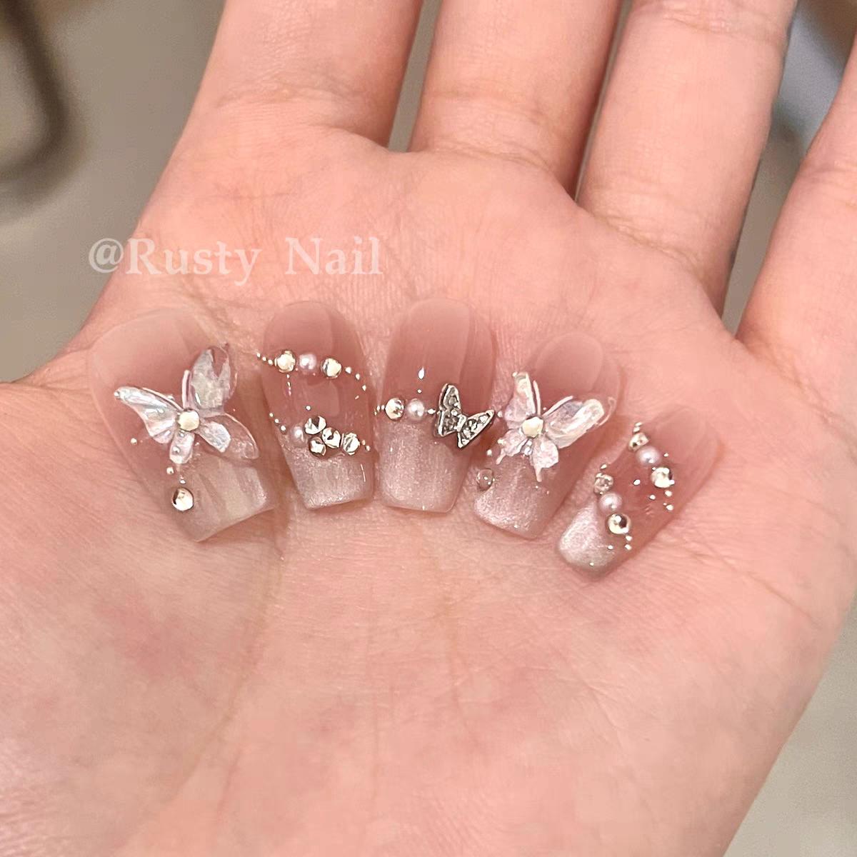 镜月蝶爆款猫眼光疗蝴蝶美甲贴片