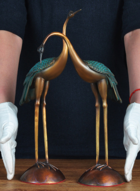 丹顶鹤摆件d铜工艺品家居客厅玄关电视柜酒柜装饰品乔迁新居礼物