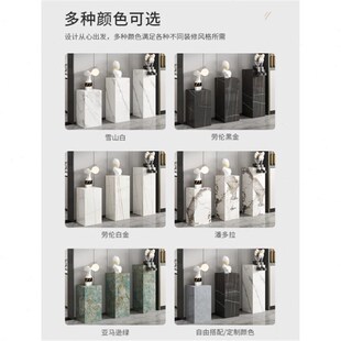 轻奢意式 大理石底座摆件客厅岩z板电视柜旁落地石柱门厅石墩雕塑