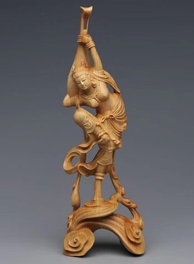 崖柏木雕刻敦煌飞天四音仕女中式居家装K饰古典四大美女工艺品摆