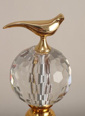 美式欧式轻奢装饰摆件铜鸟水晶球客厅家居样板房电视W柜玄关台摆