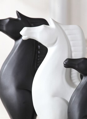 北欧家居装饰品简约n陶瓷工艺品马摆件客厅电视柜酒柜新房摆设