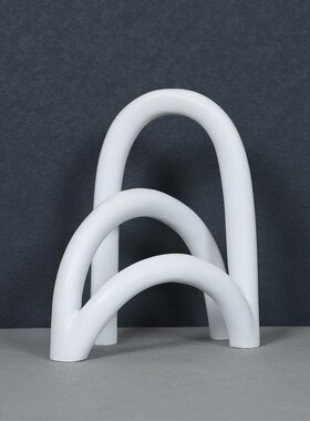 几何拱形摆件现代简约轻奢创意树脂样板房售楼处软装W家居饰品装