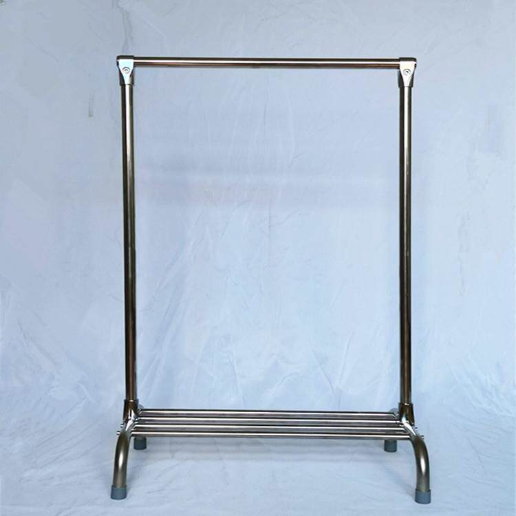 落地衣架鞋置物层圆架款锈钢阳台晾衣架挂衣晾杆不室内单杆挂衣架