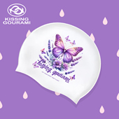 2025新款 泳帽印花蝶影幻梦泳帽防水舒适不勒头女不勒头时尚 专业