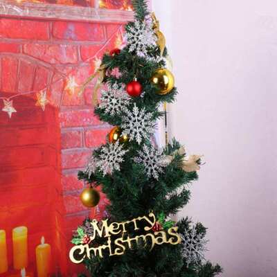 极速12 Buah Bubuk Perakw Kepingan Salju Plastik 10Cm