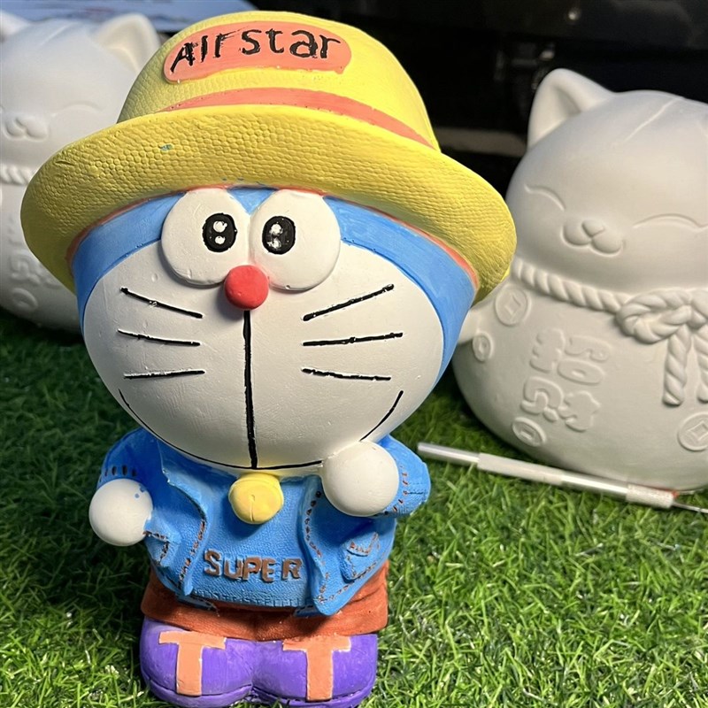 极速哆啦a梦石膏娃娃上色涂w色蓝胖子叮当猫机器猫多白胚手工diy